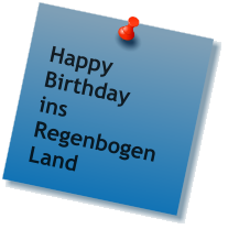Happy Birthday ins Regenbogen Land